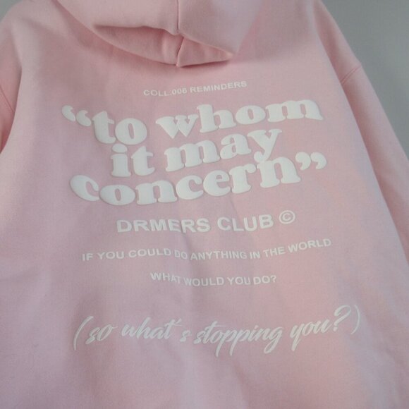 Drmers Club Zip Up Hoodie Jacket Women M Pink Drawstring Cozy Chic Lounge 894 - Picture 5 of 16